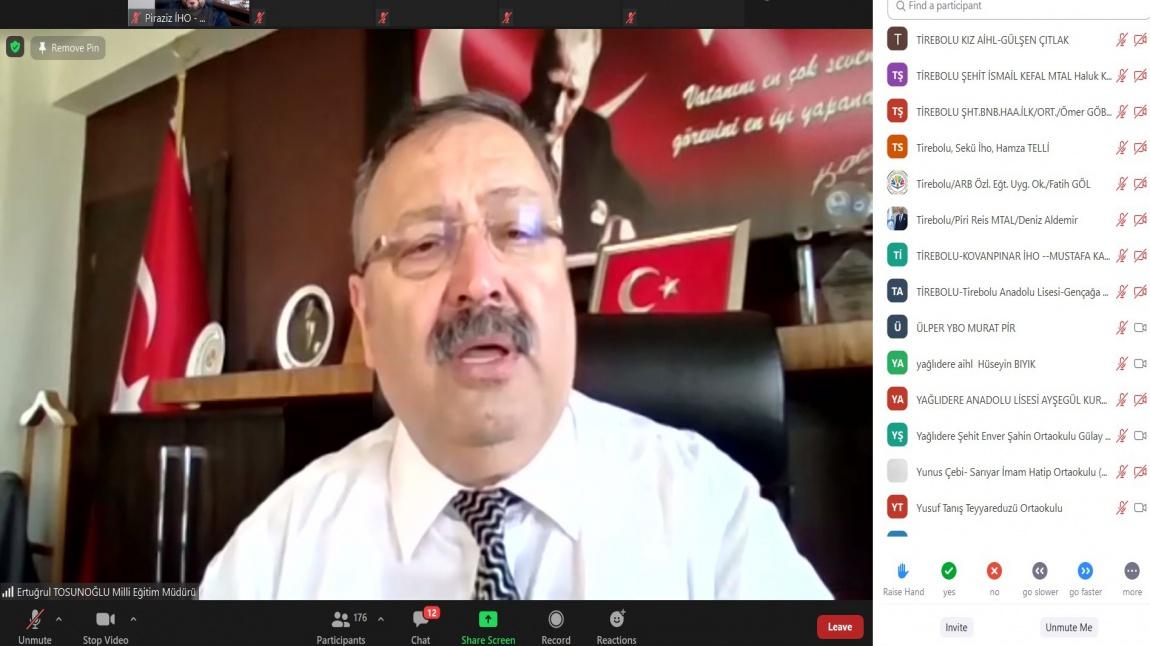 İl Milli Eğitim Müdürümüz Ertuğrul Tosunoğlu Başkanlığında Çevrimiçi Müdürler Kurulu Toplantısı Düzenlendi